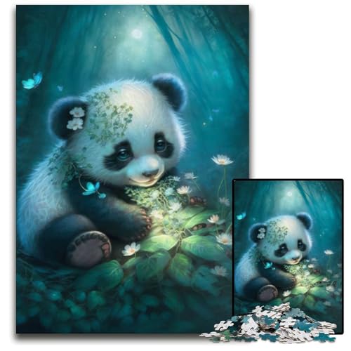 1000-teiliges Puzzle, Bezaubernder Kleiner Panda, anspruchsvolles Denkspiel, Familienaktivität, Heimdekoration, 50x75cm/19,68x29,52 Zoll von JIANGENNF