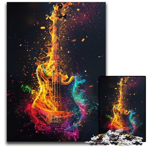 1000-teiliges Puzzle, Bunte Gitarre, schwierige Puzzles für Erwachsene, kreatives Familienspiel und Heimdekoration, Teenager, 50x75cm/19,68x29,52 Zoll 1000-teiliges Puzzle, Bunte Gitarre, schwierige Puzzles für Erwachsene, kreatives Familienspiel und Heimdekoration, Teenager, 50x75cm/19,68x29,52 Zoll von JIANGENNF