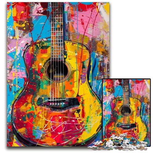 1000-teiliges Puzzle, Bunte Gitarren-Puzzles für Erwachsene, entspannende Unterhaltung, Heimdekoration, 26x38cm/10,23x14,96 Zoll 1000-teiliges Puzzle, Bunte Gitarren-Puzzles für Erwachsene, entspannende Unterhaltung, Heimdekoration, 26x38cm/10,23x14,96 Zoll von JIANGENNF