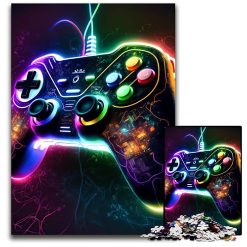 1000-teiliges Puzzle, Geschenke, Gaming, Neon-Karton-Puzzle, anspruchsvolles Denkspiel – entspannendes Spielzeug für Teenager, 26x38cm/10,23x14,96 Zoll von JIANGENNF