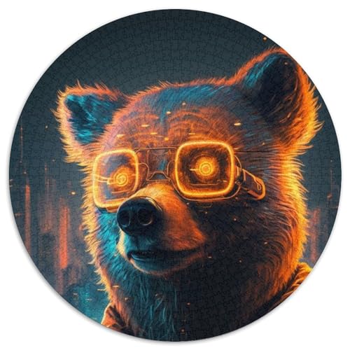 1000-teiliges Puzzle, Geschenke für Bären, 1000-teiliges rundes Puzzle, anspruchsvolles Denkspiel für Teenager, Spaß für den Spieleabend mit der Familie (Größe 67,5 x 67,5 cm) von JIANGENNF