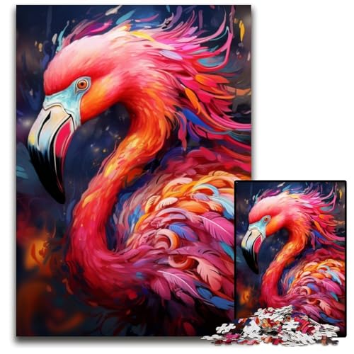 1000-teiliges Puzzle, Kunst, Psychedelischer Flamingo, Papp-Puzzle für Erwachsene, Spaß für den Familienspielabend, dekoratives Kunstwerk zum Selbermachen, 26x38cm/10,23x14,96 Zoll 1000-teiliges Puzzle, Kunst, Psychedelischer Flamingo, Papp-Puzzle für Erwachsene, Spaß für den Familienspielabend, dekoratives Kunstwerk zum Selbermachen, 26x38cm/10,23x14,96 Zoll von JIANGENNF