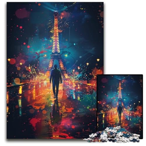 1000-teiliges Puzzle, Kunst-Eiffelturm, Holzpuzzle für Erwachsene, anspruchsvolles Denkspiel für Teenager, Spaß für den Familienspielabend, 50x75cm/19,68x29,52 Zoll 1000-teiliges Puzzle, Kunst-Eiffelturm, Holzpuzzle für Erwachsene, anspruchsvolles Denkspiel für Teenager, Spaß für den Familienspielabend, 50x75cm/19,68x29,52 Zoll von JIANGENNF