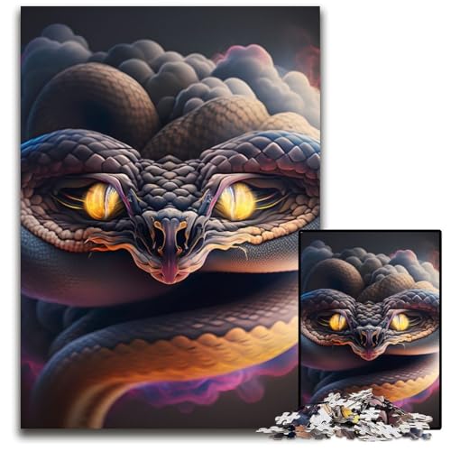 1000-teiliges Puzzle, Schlange im Rauch, Puzzle, Denkspiel für Teenager und Familieninteraktion, 50x75cm/19,68x29,52 Zoll von JIANGENNF