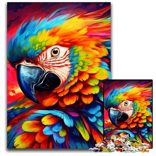 1000-teiliges Puzzle, Tiere, Vögel, Papageien, Holzpuzzle für Erwachsene, Gehirn-Herausforderung, Geschenk, pädagogische Aktivität für Teenager, 50x75cm/19,68x29,52 Zoll von JIANGENNF