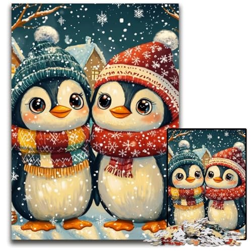 1000-teiliges Puzzle, Weihnachtspinguin, Holzpuzzle, anspruchsvolles Denkspiel für Teenager, Spaß am Familienspielabend, 50x75cm von JIANGENNF