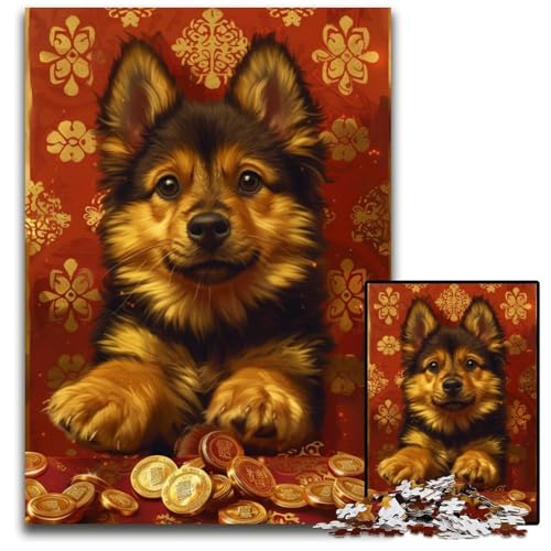 1000-teiliges Puzzle, abstraktes Shiba Inu-Puzzle aus Pappe, Lernspiele, fördert die Liebe zwischen Paaren, für Kinder ab 14 Jahren, 26x38cm von JIANGENNF