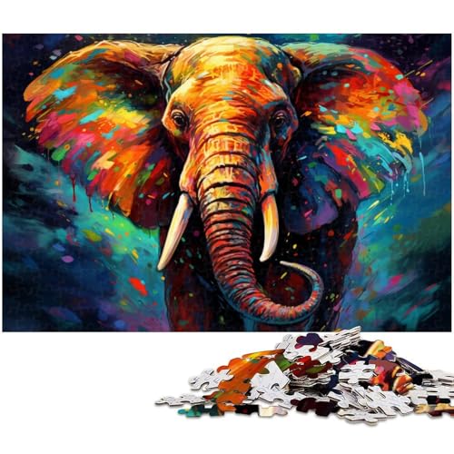 1000-teiliges Puzzle, bunter Elefant, Holzpuzzle für Erwachsene, Spiel für Erwachsene, Geschenk, interaktives Familienspiel, Gehirn-Herausforderung, Geschenk, 50 x 75 cm / 19,68 x 29,52 Zoll 1000-teiliges Puzzle, bunter Elefant, Holzpuzzle für Erwachsene, Spiel für Erwachsene, Geschenk, interaktives Familienspiel, Gehirn-Herausforderung, Geschenk, 50 x 75 cm / 19,68 x 29,52 Zoll von JIANGENNF