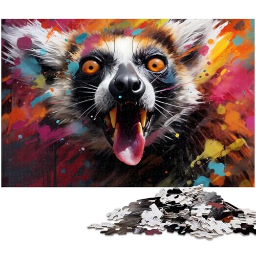 1000-teiliges Puzzle, bunter Lemur, Kartonpuzzle für Erwachsene, Spiel für Erwachsene, Geschenk, interaktives Familienspiel, Gehirn-Herausforderung, Geschenk, 26 x 38 cm / 10,23 x 14,96 Zoll 1000-teiliges Puzzle, bunter Lemur, Kartonpuzzle für Erwachsene, Spiel für Erwachsene, Geschenk, interaktives Familienspiel, Gehirn-Herausforderung, Geschenk, 26 x 38 cm / 10,23 x 14,96 Zoll von JIANGENNF