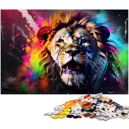 1000-teiliges Puzzle, bunter Löwe, Holzpuzzle für Erwachsene, Spiel für Erwachsene, Geschenk, interaktives Familienspiel, Gehirn-Herausforderung, Geschenk, 50 x 75 cm / 19,68 x 29,52 Zoll 1000-teiliges Puzzle, bunter Löwe, Holzpuzzle für Erwachsene, Spiel für Erwachsene, Geschenk, interaktives Familienspiel, Gehirn-Herausforderung, Geschenk, 50 x 75 cm / 19,68 x 29,52 Zoll von JIANGENNF