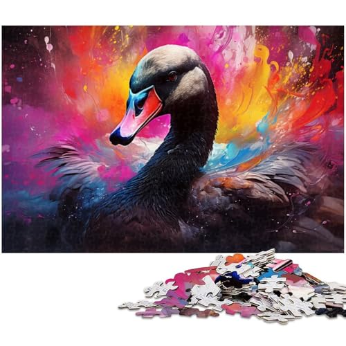 1000-teiliges Puzzle, bunter schwarzer Schwan, Holzpuzzle für Erwachsene, Spielgeschenk für Erwachsene, interaktives Familienspiel, Gehirn-Herausforderung, Geschenk, 50 x 75 cm / 19,68 x 29,52 Zoll 1000-teiliges Puzzle, bunter schwarzer Schwan, Holzpuzzle für Erwachsene, Spielgeschenk für Erwachsene, interaktives Familienspiel, Gehirn-Herausforderung, Geschenk, 50 x 75 cm / 19,68 x 29,52 Zoll von JIANGENNF