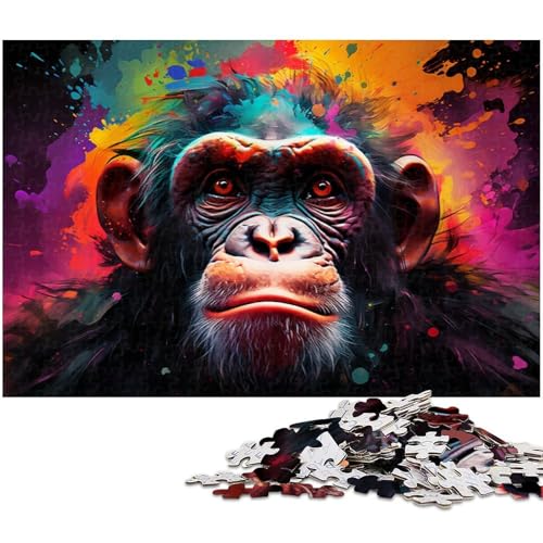 1000-teiliges Puzzle, buntes Schimpansen-Puzzle aus Holz für Erwachsene, Spiel für Erwachsene, Geschenk, interaktives Familienspiel, Gehirn-Herausforderung, Geschenk, 50 x 75 cm / 19,68 x 29,52 Zoll 1000-teiliges Puzzle, buntes Schimpansen-Puzzle aus Holz für Erwachsene, Spiel für Erwachsene, Geschenk, interaktives Familienspiel, Gehirn-Herausforderung, Geschenk, 50 x 75 cm / 19,68 x 29,52 Zoll von JIANGENNF