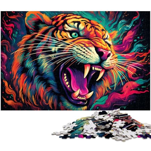 1000-teiliges Puzzle, buntes Tiger-Puzzle für Erwachsene, Denkspiel, interaktives Familienspiel, geeignet für Kinder ab 14 Jahren, 50 x 75 cm / 19,68 x 29,52 Zoll 1000-teiliges Puzzle, buntes Tiger-Puzzle für Erwachsene, Denkspiel, interaktives Familienspiel, geeignet für Kinder ab 14 Jahren, 50 x 75 cm / 19,68 x 29,52 Zoll von JIANGENNF