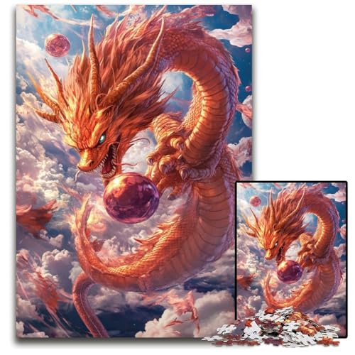 1000-teiliges Puzzle, chinesischer Drache, Holzpuzzle, anspruchsvolles Denkspiel für Teenager, Spaß für den Familienspielabend, 50x75cm 1000-teiliges Puzzle, chinesischer Drache, Holzpuzzle, anspruchsvolles Denkspiel für Teenager, Spaß für den Familienspielabend, 50x75cm von JIANGENNF