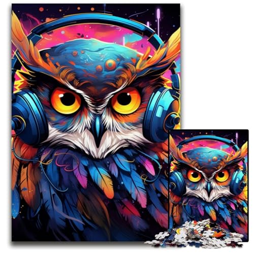 1000-teiliges Puzzle, farbenfrohe Kunsteule, anspruchsvolles Denkspiel, dekoratives DIY-Spiel, interaktives Familienspielzeug, 50x75cm/19,68x29,52 Zoll von JIANGENNF