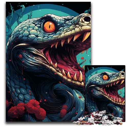 1000-teiliges Puzzle, farbenfrohe Kunstschlange, anspruchsvolles Denkspiel, dekoratives DIY-Spiel, interaktives Familienspielzeug, 50x75cm/19,68x29,52 Zoll von JIANGENNF