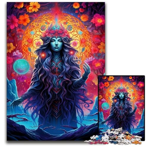 1000-teiliges Puzzle, farbenfrohe mystische Figur, schwierige Rätsel für Erwachsene, anspruchsvolles DIY-Denkspiel, perfektes Familienspiel oder dekoratives Geschenk, 50x75cm/19,68x29,52 Zoll von JIANGENNF