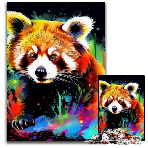 1000-teiliges Puzzle, farbenfroher roter Panda, anspruchsvolles Denkspiel, dekoratives DIY-Spiel, interaktives Familienspielzeug, 50x75cm/19,68x29,52 Zoll von JIANGENNF