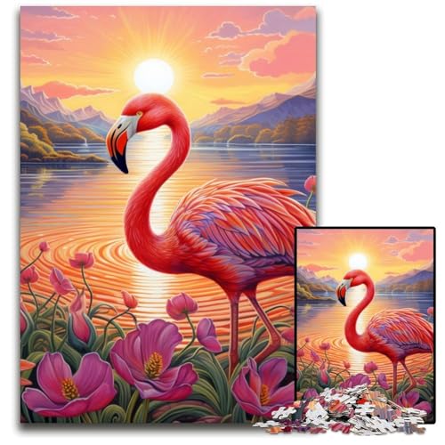 1000-teiliges Puzzle, farbenfrohes Flamingo-Kunstwerk, anspruchsvolles Denkspiel, dekoratives DIY-Spiel, interaktives Familienspielzeug, 50x75cm/19,68x29,52 Zoll von JIANGENNF