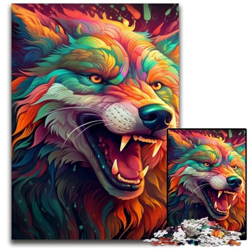 1000-teiliges Puzzle, farbenfrohes Wolf-Kunstpuzzle für Erwachsene, anspruchsvolles Denkspiel für Teenager, unterhaltsames interaktives Spiel für die ganze Familie, 50x75cm/19,68x29,52 Zoll 1000-teiliges Puzzle, farbenfrohes Wolf-Kunstpuzzle für Erwachsene, anspruchsvolles Denkspiel für Teenager, unterhaltsames interaktives Spiel für die ganze Familie, 50x75cm/19,68x29,52 Zoll von JIANGENNF