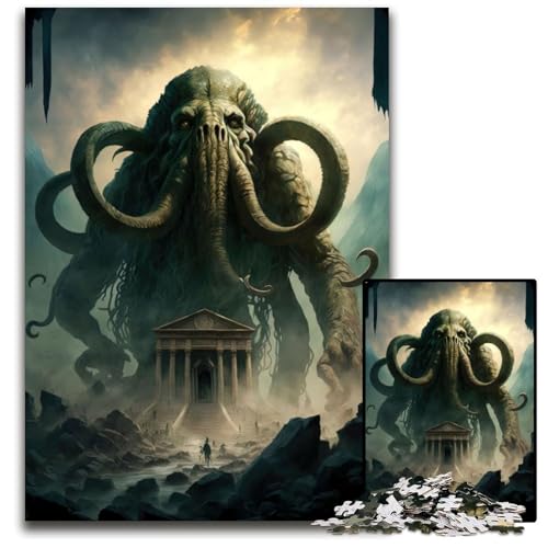 1000-teiliges Puzzle, riesiger Oktopus, stehend, für Erwachsene, Denkspiel, interaktives Familienspiel, geeignet für Kinder ab 14 Jahren, 50x75cm/19,68x29,52 Zoll von JIANGENNF