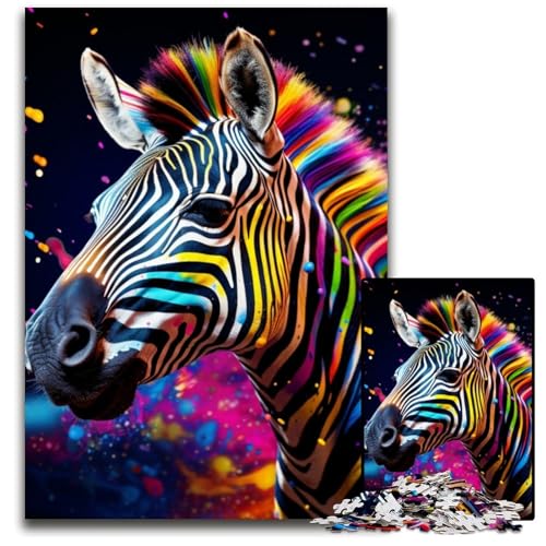 1000-teiliges Puzzle „Bunte Zebras“ für Erwachsene, anspruchsvolles Denkspiel für Teenager, unterhaltsames interaktives Spiel für die ganze Familie, 26x38cm/10,23x14,96 Zoll von JIANGENNF