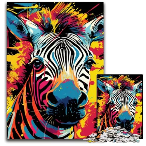 1000-teiliges Puzzle „Bunte Zebras“ für Erwachsene, anspruchsvolles Denkspiel für Teenager, unterhaltsames interaktives Spiel für die ganze Familie, 50x75cm/19,68x29,52 Zoll von JIANGENNF
