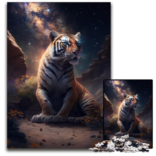 1000-teiliges Puzzle „Cosmic Tiger“, anspruchsvolles Denkspiel für Teenager und Familieninteraktion, 26x38cm/10,23x14,96 Zoll von JIANGENNF