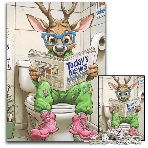 1000-teiliges Puzzle „Deer Go Toilet“, schwierige Puzzles für Erwachsene für Teenager, Familienspieleabend, hirnfordernde Geschenkidee, 26x38cm/10,23x14,96 Zoll 1000-teiliges Puzzle „Deer Go Toilet“, schwierige Puzzles für Erwachsene für Teenager, Familienspieleabend, hirnfordernde Geschenkidee, 26x38cm/10,23x14,96 Zoll von JIANGENNF