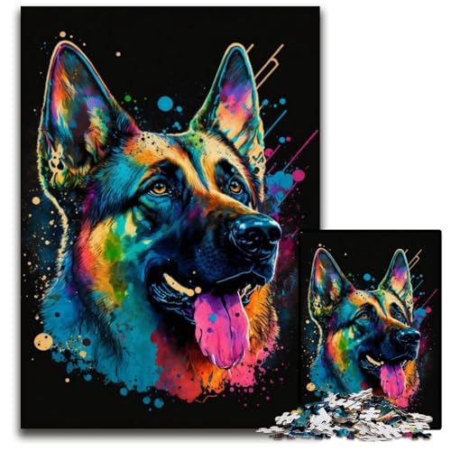 1000-teiliges Puzzle „Deutscher Schäferhund“, anspruchsvolles Denkspiel für Teenager und Familieninteraktion, 50x75cm/19,68x29,52 Zoll von JIANGENNF