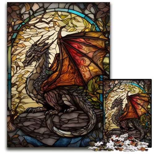 1000-teiliges Puzzle „Drache im Glas“, anspruchsvolles Denkspiel, dekoratives DIY-Spiel, interaktives Familienspielzeug, 50x75cm/19,68x29,52 Zoll von JIANGENNF