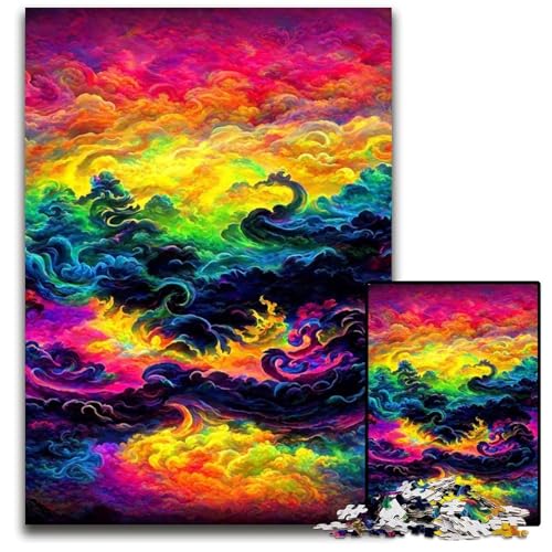 1000-teiliges Puzzle „Drachenwolken“, anspruchsvolles Denkspiel für Teenager und Familieninteraktion, 50x75cm/19,68x29,52 Zoll von JIANGENNF