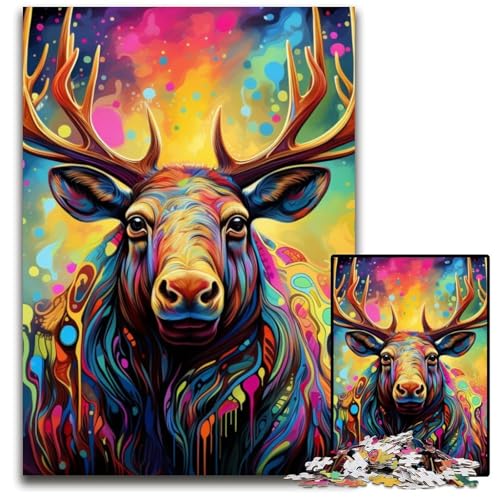 1000-teiliges Puzzle „Elch“ aus Pappe Weihnachten, Halloween, Ostern, Neujahr, 26x38cm/10,23x14,96 Zoll 1000-teiliges Puzzle „Elch“ aus Pappe Weihnachten, Halloween, Ostern, Neujahr, 26x38cm/10,23x14,96 Zoll von JIANGENNF