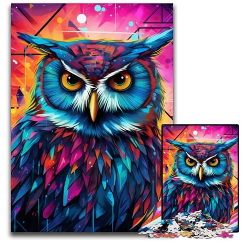 1000-teiliges Puzzle „Fantasy Art Owl“, anspruchsvolles Denkspiel, dekoratives DIY-Spiel, interaktives Familienspielzeug, 26x38cm/10,23x14,96 Zoll von JIANGENNF