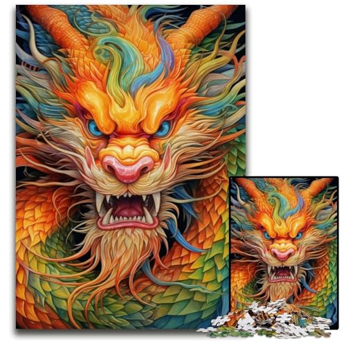 1000-teiliges Puzzle „Fliegender Drache“, anspruchsvolles Denkspiel für Teenager, Spaß für den Familienspielabend, 26x38cm/10,23x14,96 Zoll von JIANGENNF