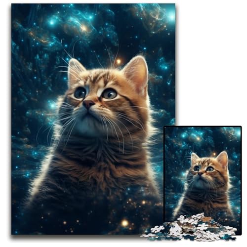 1000-teiliges Puzzle „Galaxienkatzen“, anspruchsvolles Denkspiel, dekoratives DIY-Spiel, interaktives Familienspielzeug, 26x38cm/10,23x14,96 Zoll von JIANGENNF