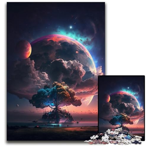 1000-teiliges Puzzle „Inselbaum“, anspruchsvolles Denkspiel für Teenager und Familieninteraktion, 26x38cm/10,23x14,96 Zoll von JIANGENNF