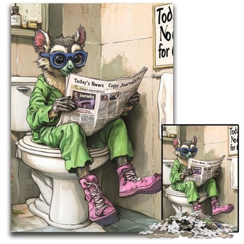1000-teiliges Puzzle „Lemur Go Toilet“, anspruchsvolles Denkspiel zum Selbermachen, interaktives Familienspielzeug, 50x75cm/19,68x29,52 Zoll 1000-teiliges Puzzle „Lemur Go Toilet“, anspruchsvolles Denkspiel zum Selbermachen, interaktives Familienspielzeug, 50x75cm/19,68x29,52 Zoll von JIANGENNF