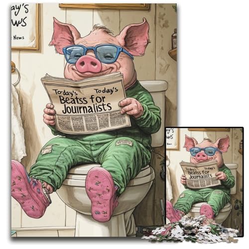 1000-teiliges Puzzle „Pig Go Toilet“, schwierige Puzzles für Erwachsene für Teenager, Familienspieleabend, hirnfordernde Geschenkidee, 50x75cm/19,68x29,52 Zoll 1000-teiliges Puzzle „Pig Go Toilet“, schwierige Puzzles für Erwachsene für Teenager, Familienspieleabend, hirnfordernde Geschenkidee, 50x75cm/19,68x29,52 Zoll von JIANGENNF