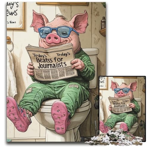 1000-teiliges Puzzle „Pig Go Toilet“ für Erwachsene, DIY-Dekoration, Gehirn-Herausforderung, für Erwachsene, Familie, 26x38cm/10,23x14,96 Zoll 1000-teiliges Puzzle „Pig Go Toilet“ für Erwachsene, DIY-Dekoration, Gehirn-Herausforderung, für Erwachsene, Familie, 26x38cm/10,23x14,96 Zoll von JIANGENNF