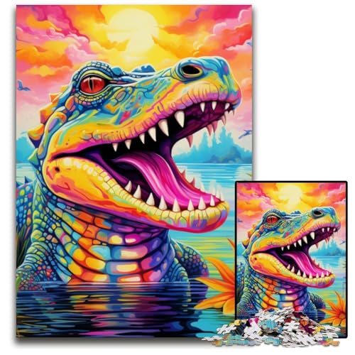 1000-teiliges Puzzle „Psychedelisches Nilkrokodil“, anspruchsvolles Denkspiel, dekoratives DIY-Spiel, interaktives Familienspielzeug, 26x38cm/10,23x14,96 Zoll von JIANGENNF