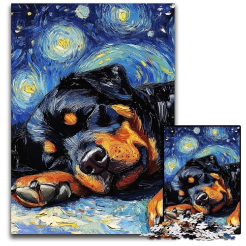 1000-teiliges Puzzle „Rottweiler-Nachthimmel“ für Erwachsene, Denkspiel, interaktives Familienspiel, geeignet für Kinder ab 14 Jahren, 50x75cm/19,68x29,52 Zoll 1000-teiliges Puzzle „Rottweiler-Nachthimmel“ für Erwachsene, Denkspiel, interaktives Familienspiel, geeignet für Kinder ab 14 Jahren, 50x75cm/19,68x29,52 Zoll von JIANGENNF