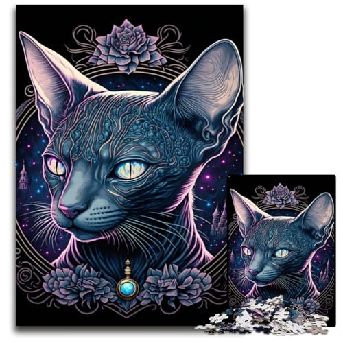 1000-teiliges Puzzle „Schwarzlichtkatze“, anspruchsvolles Denkspiel für Teenager und Familieninteraktion, 26x38cm/10,23x14,96 Zoll 1000-teiliges Puzzle „Schwarzlichtkatze“, anspruchsvolles Denkspiel für Teenager und Familieninteraktion, 26x38cm/10,23x14,96 Zoll von JIANGENNF