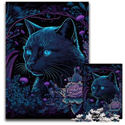 1000-teiliges Puzzle „Schwarzlichtkatze“, anspruchsvolles Denkspiel für Teenager und Familieninteraktion, 50x75cm/19,68x29,52 Zoll 1000-teiliges Puzzle „Schwarzlichtkatze“, anspruchsvolles Denkspiel für Teenager und Familieninteraktion, 50x75cm/19,68x29,52 Zoll von JIANGENNF