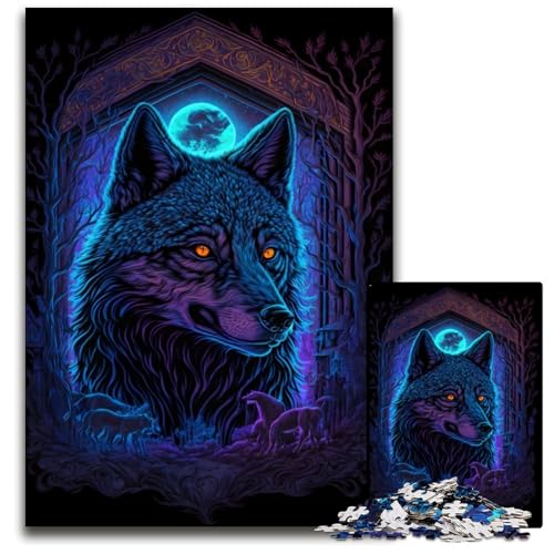 1000-teiliges Puzzle „Schwarzlichtwolf“, schwierige Rätsel für Erwachsene, anspruchsvolles Denkspiel für Teenager, unterhaltsames interaktives Spiel für die ganze Familie, 50x75cm/19,68x29,52 Zoll 1000-teiliges Puzzle „Schwarzlichtwolf“, schwierige Rätsel für Erwachsene, anspruchsvolles Denkspiel für Teenager, unterhaltsames interaktives Spiel für die ganze Familie, 50x75cm/19,68x29,52 Zoll von JIANGENNF