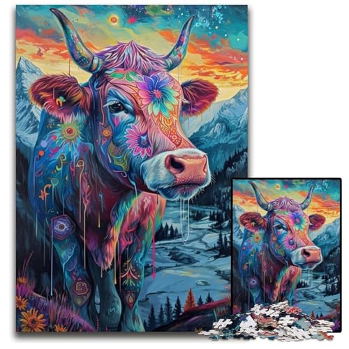 1000-teiliges Puzzle „Sigpsychedelic Cow in The Mountains“, schwierige Rätsel für Erwachsene, anspruchsvolles DIY-Denkspiel, perfektes Familienspiel oder dekoratives Geschenk, 50x75cm/19,68x29,52 Zoll 1000-teiliges Puzzle „Sigpsychedelic Cow in The Mountains“, schwierige Rätsel für Erwachsene, anspruchsvolles DIY-Denkspiel, perfektes Familienspiel oder dekoratives Geschenk, 50x75cm/19,68x29,52 Zoll von JIANGENNF
