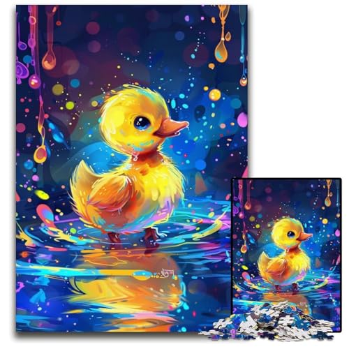 1000-teiliges Puzzle „Süße kleine gelbe Ente“, Papppuzzle für Erwachsene, Denksportaufgabe und Heimdekoration, 26x38cm/10,23x14,96 Zoll von JIANGENNF