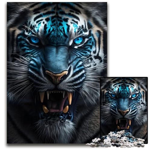 1000-teiliges Puzzle „Wild Wild Tiger Blue Eyes“,schwierige Rätsel für Erwachsene,anspruchsvolles Denkspiel für Teenager,unterhaltsames interaktives Spiel für die ganze Familie,26x38cm 1000-teiliges Puzzle „Wild Wild Tiger Blue Eyes“,schwierige Rätsel für Erwachsene,anspruchsvolles Denkspiel für Teenager,unterhaltsames interaktives Spiel für die ganze Familie,26x38cm von JIANGENNF
