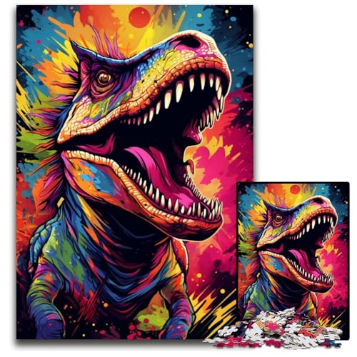 1000-teiliges Puzzle „Wütender Dinosaurier“, anspruchsvolles Denkspiel für Teenager und Familieninteraktion, 26x38cm/10,23x14,96 Zoll von JIANGENNF