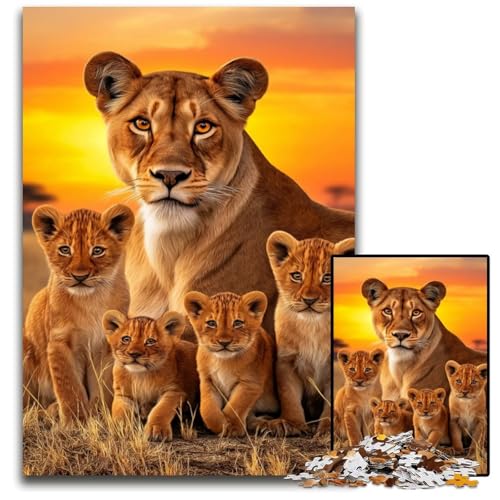 1000-teiliges Puzzle Afrikanische Löwenfamilie, Holzpuzzle, anspruchsvolles Denkspiel für Teenager, Spaß am Familienspielabend, 50x75cm 1000-teiliges Puzzle Afrikanische Löwenfamilie, Holzpuzzle, anspruchsvolles Denkspiel für Teenager, Spaß am Familienspielabend, 50x75cm von JIANGENNF
